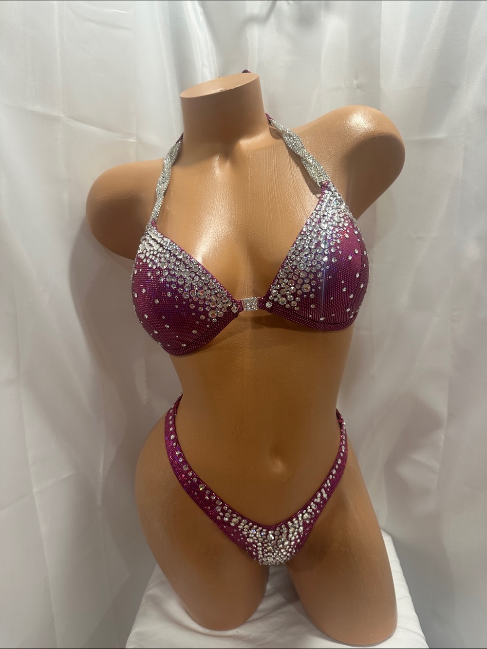 NPC competition, Figure suit purple all rhinestone 
 34C  small bottom